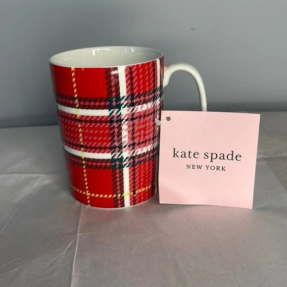 KATE SPADE Lenox Christmas Paid 10oz Mug Red 295.7ml Dishwasher Microwave Safe - Picture 5 of 5